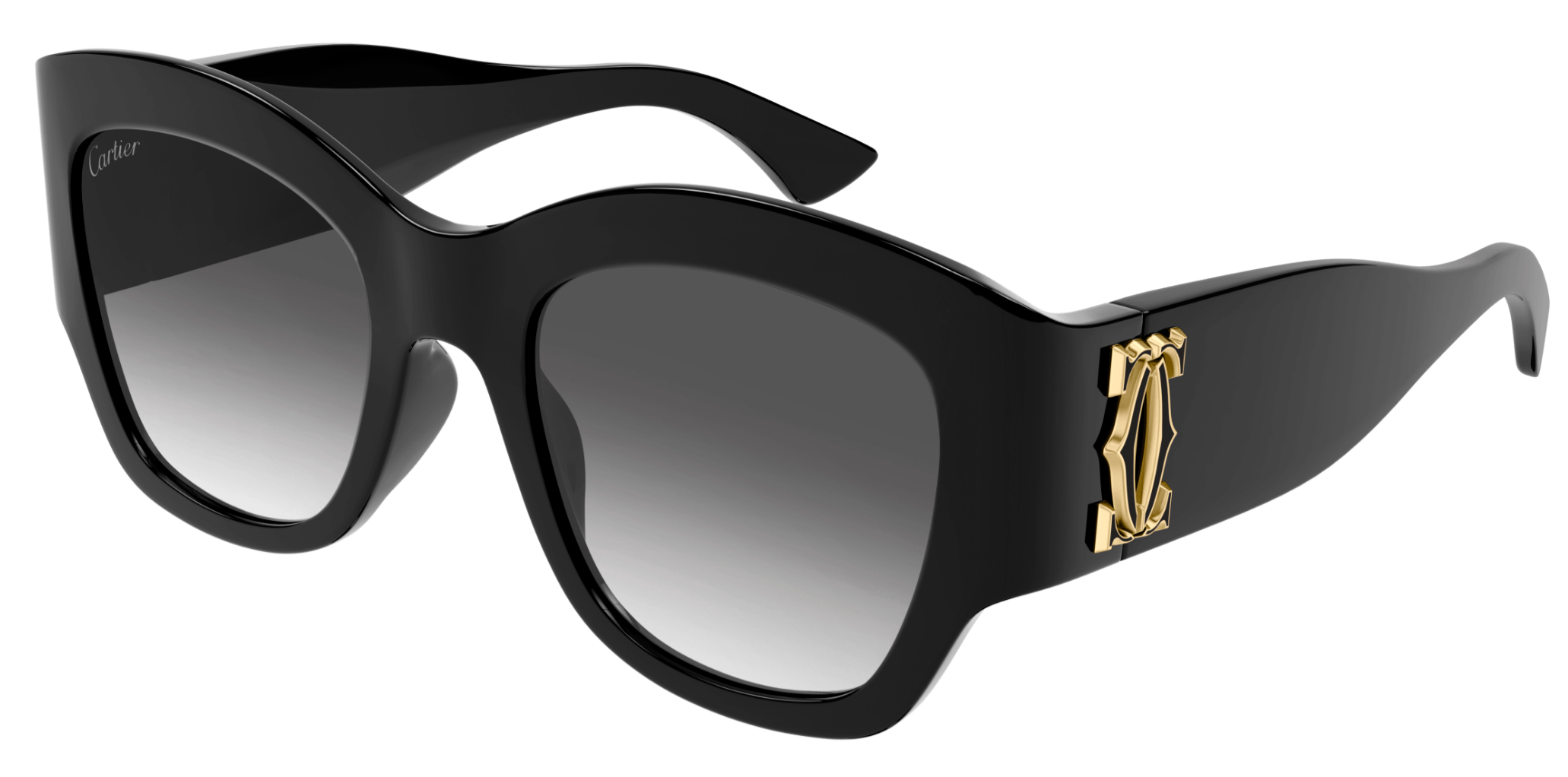 Cartier Panthère C Rectangle-frame Sunglasses in Black | Lyst